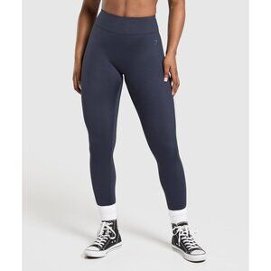 Gymshark  Wordmark Graphic Women's High-Waisted Navy Blue Leggings Size S NWOT